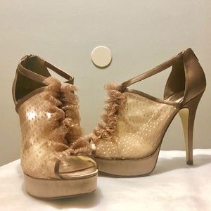 Chinese Laundry Satin & Mesh Heels.